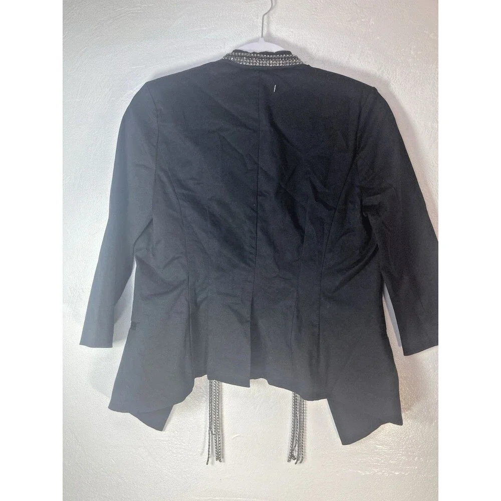 Rock & Republic Black Jacket Blazer Rhinestone Sz 2 Moto Party Rock Y2K Goth